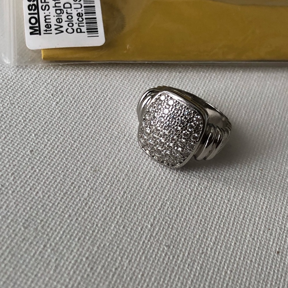 Silver Moissanite Square Statement Ring